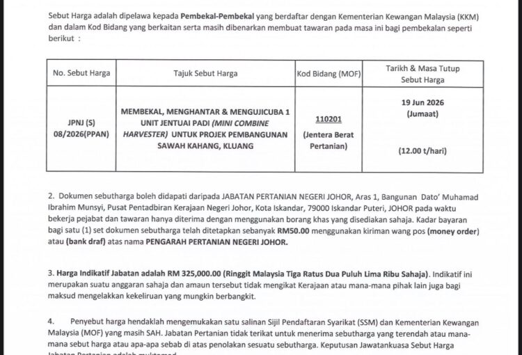KENYATAAN TAWARAN SEBUTHARGA