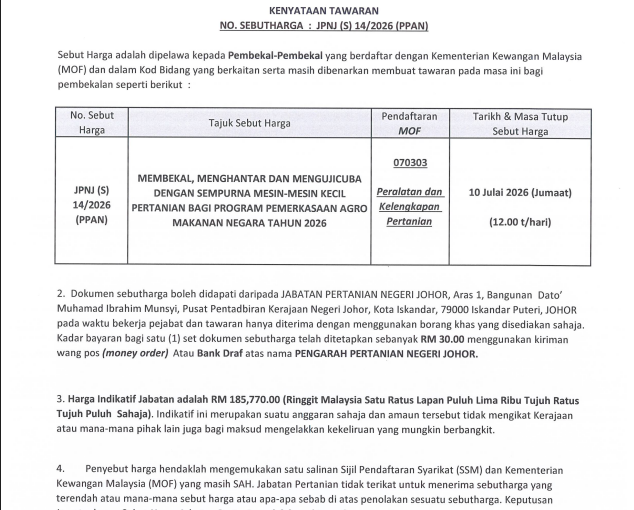 KENYATAAN TAWARAN SEBUTHARGA